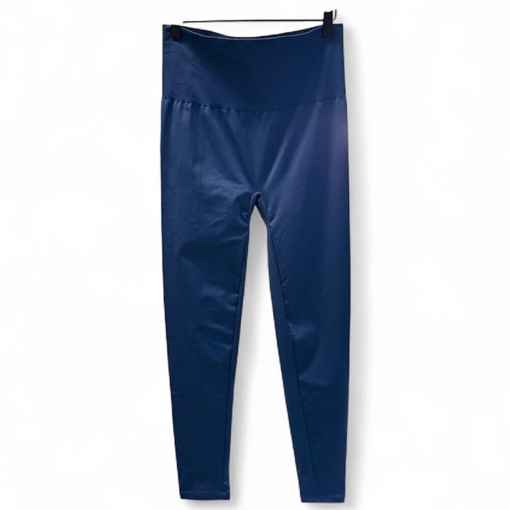 Wolford The Wonderful Leggings Sodalite Blue Cobalt Wide Band Compression Large - Picture 2 of 6